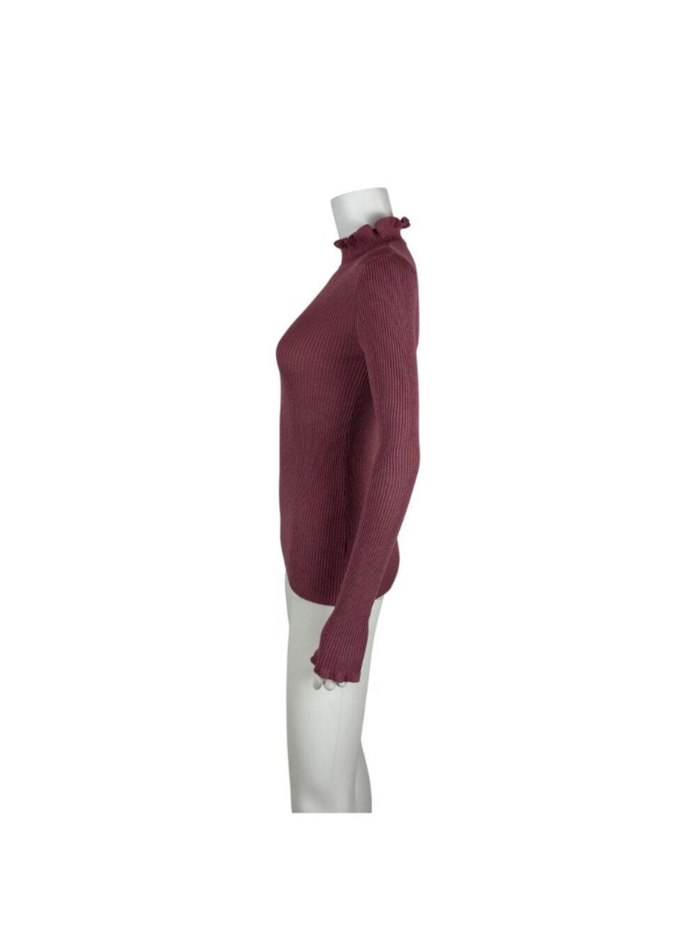 Derek Heart Dusty Rose Turtleneck Womens M Ribbed Ruffle Neck Long Sleeve Shirt - Picture 7 of 10